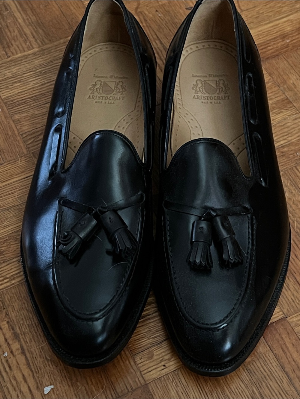 Johnston & Murphy Black Leather Tassel Loafers